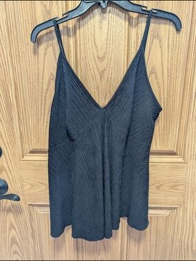 Black V-Neck Textured Cami Top